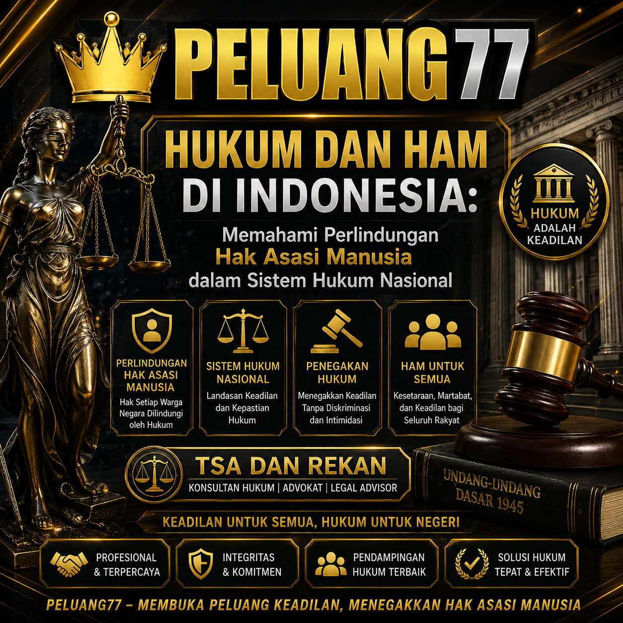 PELUANG77 # Hukum dan HAM di Indonesia: Memahami Perlindungan Hak Asasi Manusia dalam Sistem Hukum Nasional - TSA DAN REKAN
